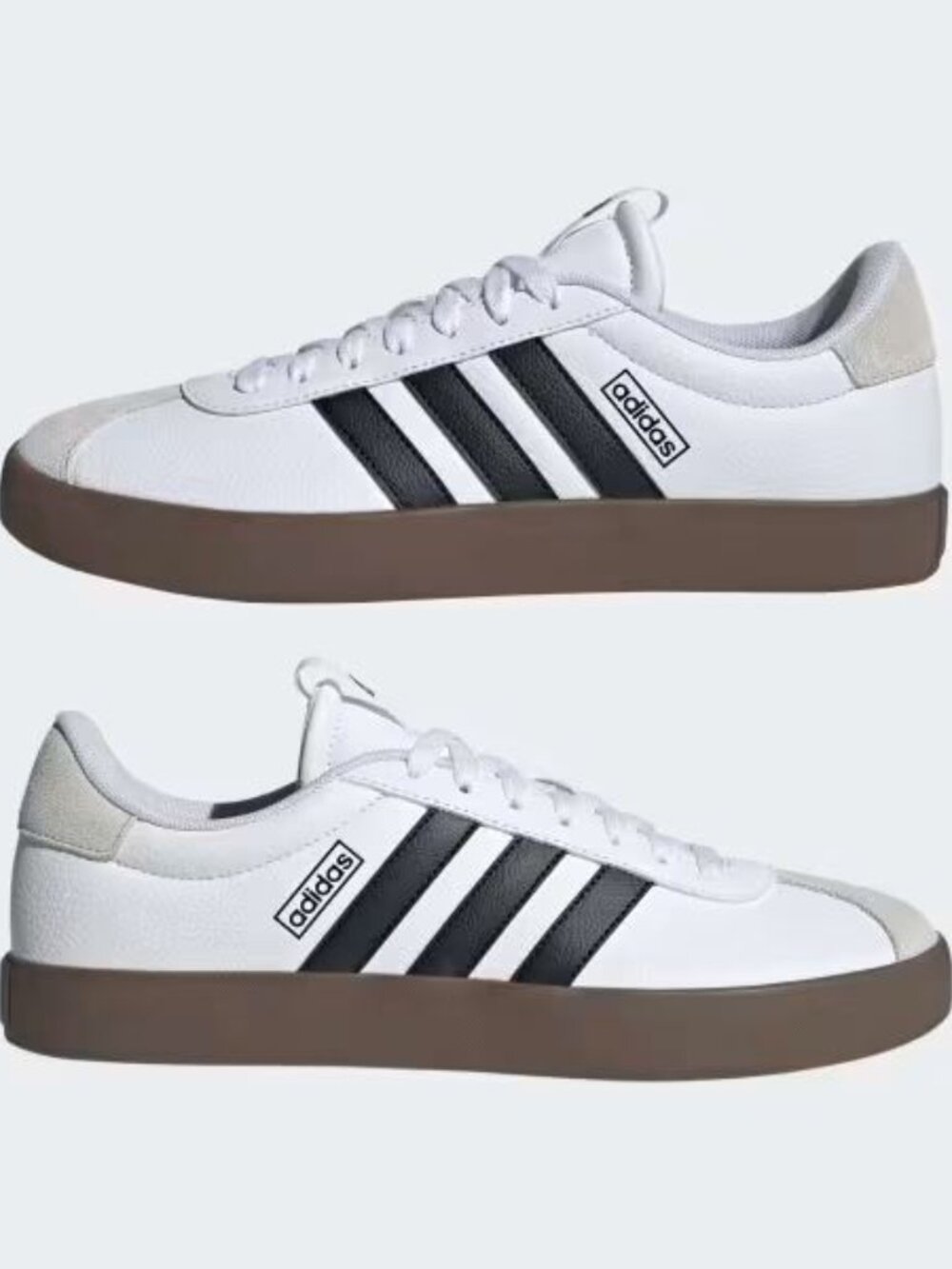 NWoB Adidas VL Court 3.0 Women's US7 Sneaker 3-Stripes Leather Suede White Black